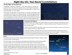 Night Sky 101: Year Round Constellations the Big Dipper and the North Star the Big Dipper Is Made up of 7 Bright Stars —Three in the Handle, Four in the Cup