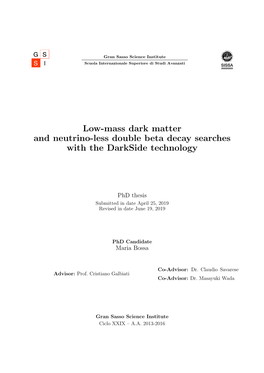 Low-Mass Dark Matter and Neutrino-Less Double Beta Decay Searches with the Darkside Technology