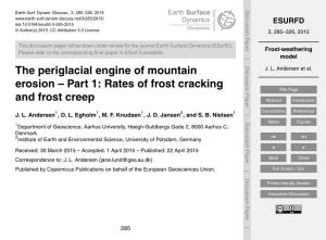 Frost-Weathering Model 5.2 Soil Production Function J