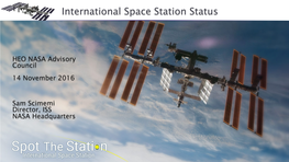 International Space Station Status