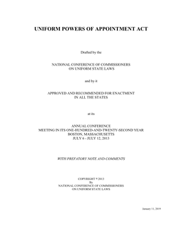 Final Act, with Comments: Uniform Powers of Appointment