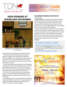 High Demand at Keeneland November Galileo Mare No >Secret= at KEENOV (Cont