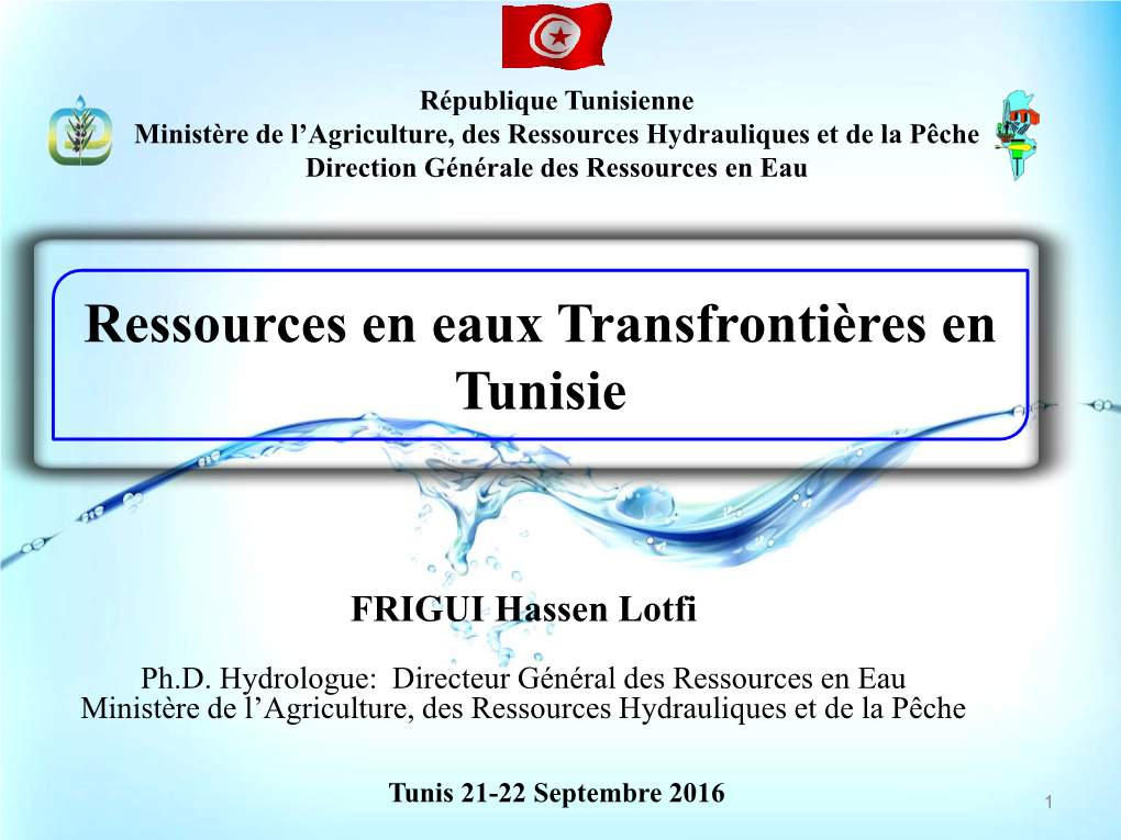 Ressources En Eaux Transfrontières En Tunisie