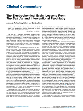 The Electrochemical Brain: Lessons from The&Nbsp;Bell Jar and Interventional Psychiatry