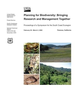 Planning for Biodiversity: Bringing Agriculture