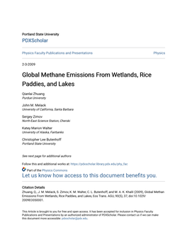 Global Methane Emissions from Wetlands, Rice Paddies, and Lakes