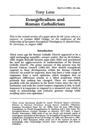 Evangelicalism and Roman Catholicism