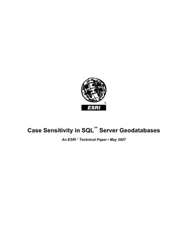 Case Sensitivity in SQL Server Geodatabases