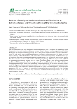 Features of the Oyster Mushroom Growth and Distribution in Suburban Forests and Urban Conditions of the Ukrainian Roztochya