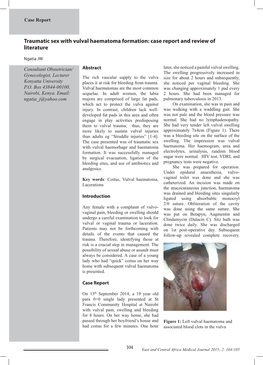 Traumatic Sex with Vulval Haematoma Formation: Case Report and Review of Literature