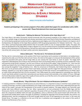 Moravian College Undergraduate Conference in Medieval & Early Modern Studies