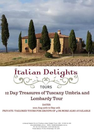 12 Day Treasures of Tuscany Umbria and Lombardy Tour