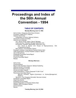 Proceedings and Index of the 56Th Annual Convention - 1994