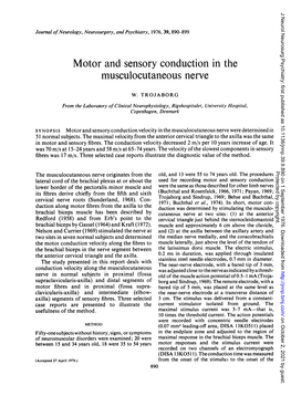 Motor and Sensory Conduction in the Musculocutaneous Nerve