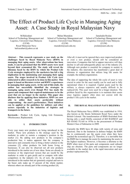 The Effect of Product Life Cycle in Managing Aging Asset: a Case Study in Royal Malaysian Navy