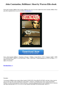 Download John Constantine, Hellblazer: Shoot Pdf Ebook by Warren Ellis In