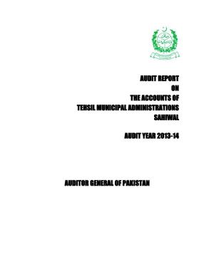 Audit Report on the Accounts of Tehsil Municipal Administrations Sahiwal