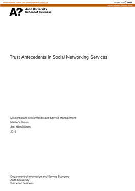 Trust Antecedents in Social Networking Services