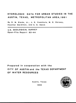 Hydrologic Data for Urban Studies in the Austin, Texas, Metropolitan Area,1981
