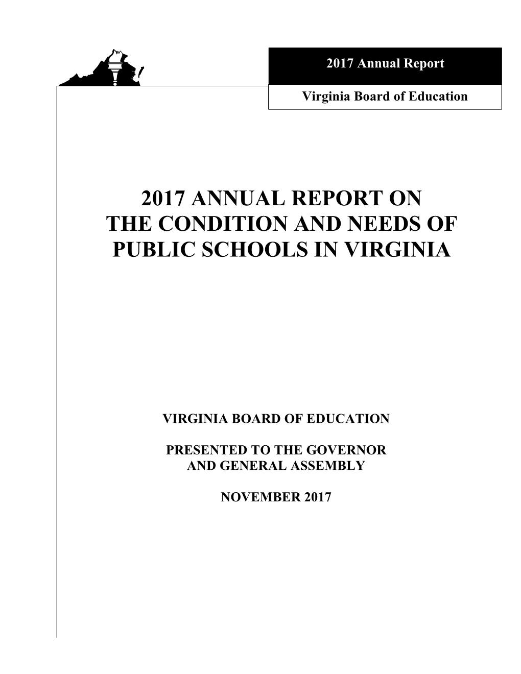 2017 Annual Report on the Condition and Needs of Public Schools in Virginia