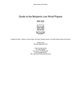 Guide to the Benjamin Lee Whorf Papers