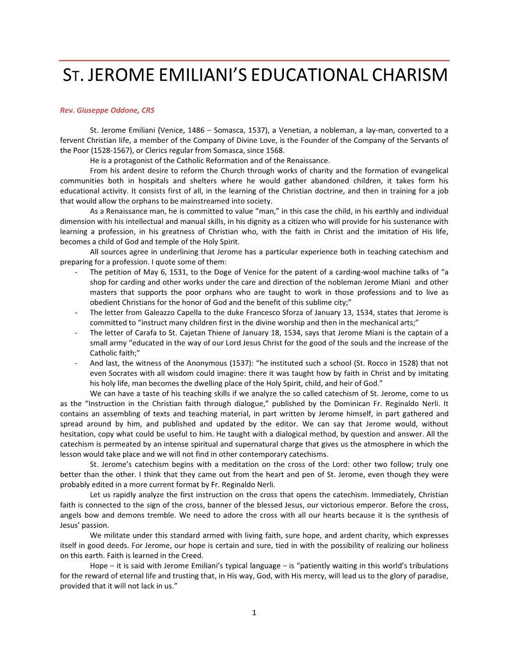 Educational Charism of St. Jerome