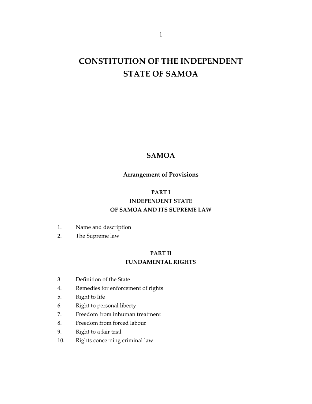 Constitution of the Independent State of Samoa