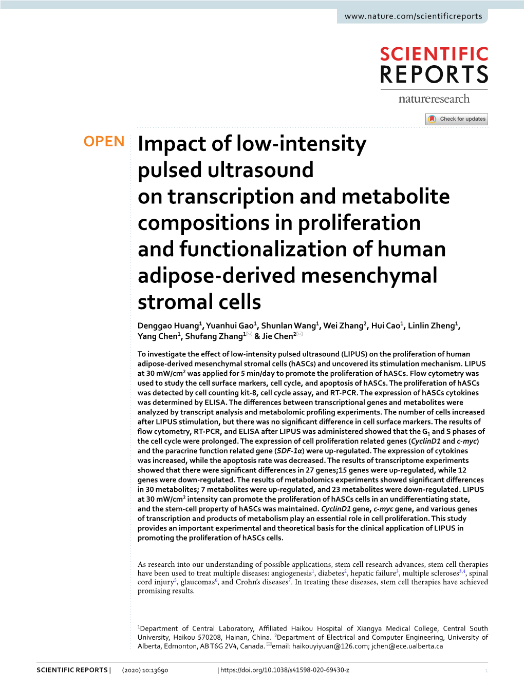 Impact of Low-Intensity Pulsed Ultrasound on Transcription