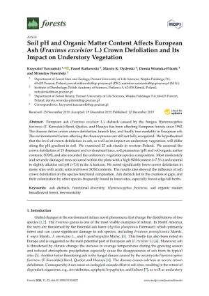 Fraxinus Excelsior L.) Crown Defoliation and Its Impact on Understory Vegetation