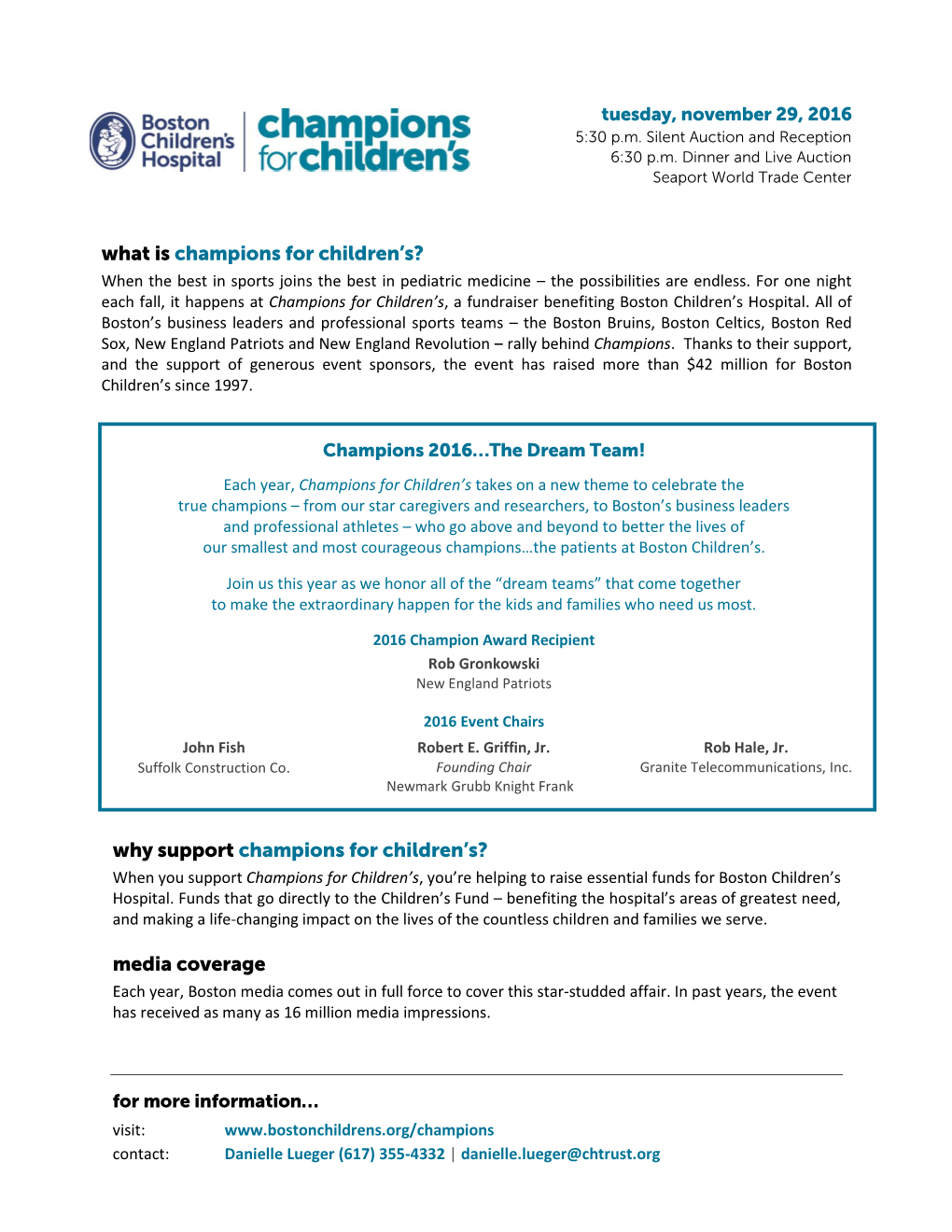 Why Support Champions for Children's?