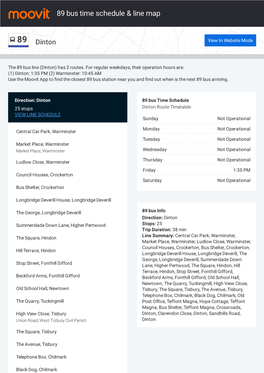 89 Bus Time Schedule & Line Route