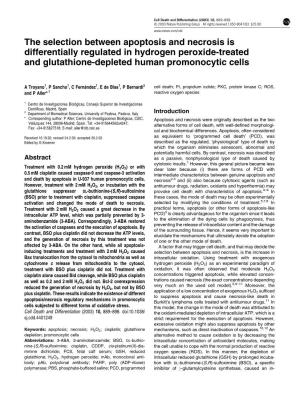 The Selection Between Apoptosis and Necrosis Is Differentially Regulated in Hydrogen Peroxide-Treated and Glutathione-Depleted Human Promonocytic Cells