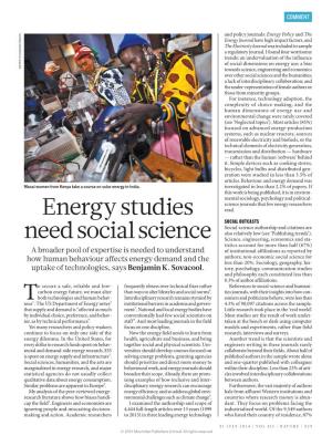 Energy Studies Need Social Science