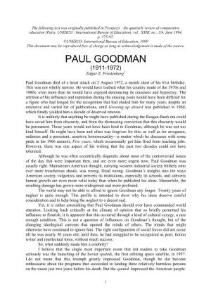 PAUL GOODMAN (1911-1972) Edgar Z