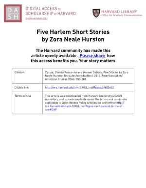 Five Harlem Short Stories by Zora Neale Hurston
