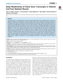 Daily Rhythmicity of Clock Gene Transcripts in Atlantic Cod Fast Skeletal Muscle