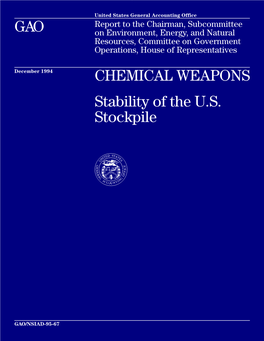 NSIAD-95-67 Chemical Weapons: Stability of the U.S. Stockpile