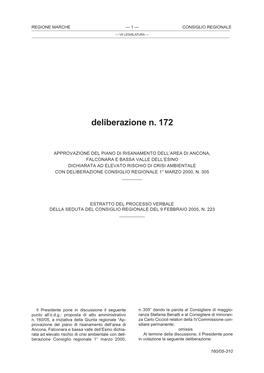 Deliberazione N. 172