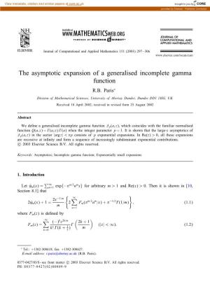 The Asymptotic Expansion of a Generalised Incomplete Gamma Function R.B