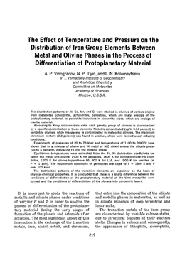 The Effect of Temperature and Pressure on the Distribution of Iron