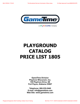 Playground Catalog Price List 1805