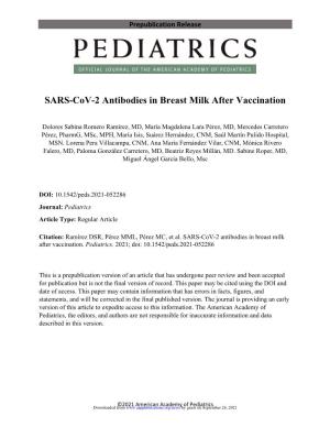 SARS-Cov-2 Antibodies in Breast Milk After Vaccination