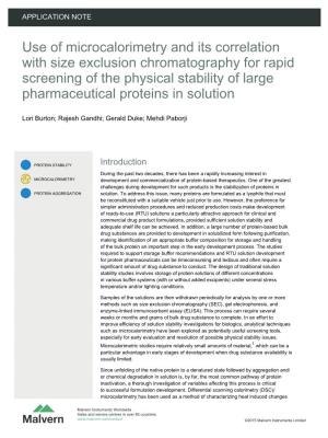 Use of Microcalorimetry and Its Correlation with Size Exclusion