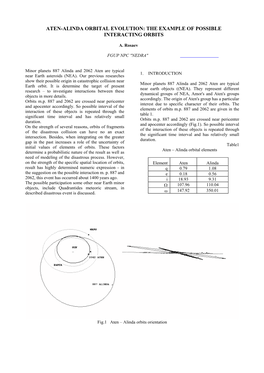 Aten-Alinda Orbital Evolution: the Example of Possible Interacting Orbits