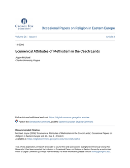 Ecumenical Attributes of Methodism in the Czech Lands