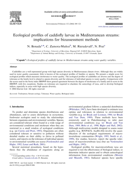 Ecological Profiles of Caddisfly Larvae in Mediterranean Streams