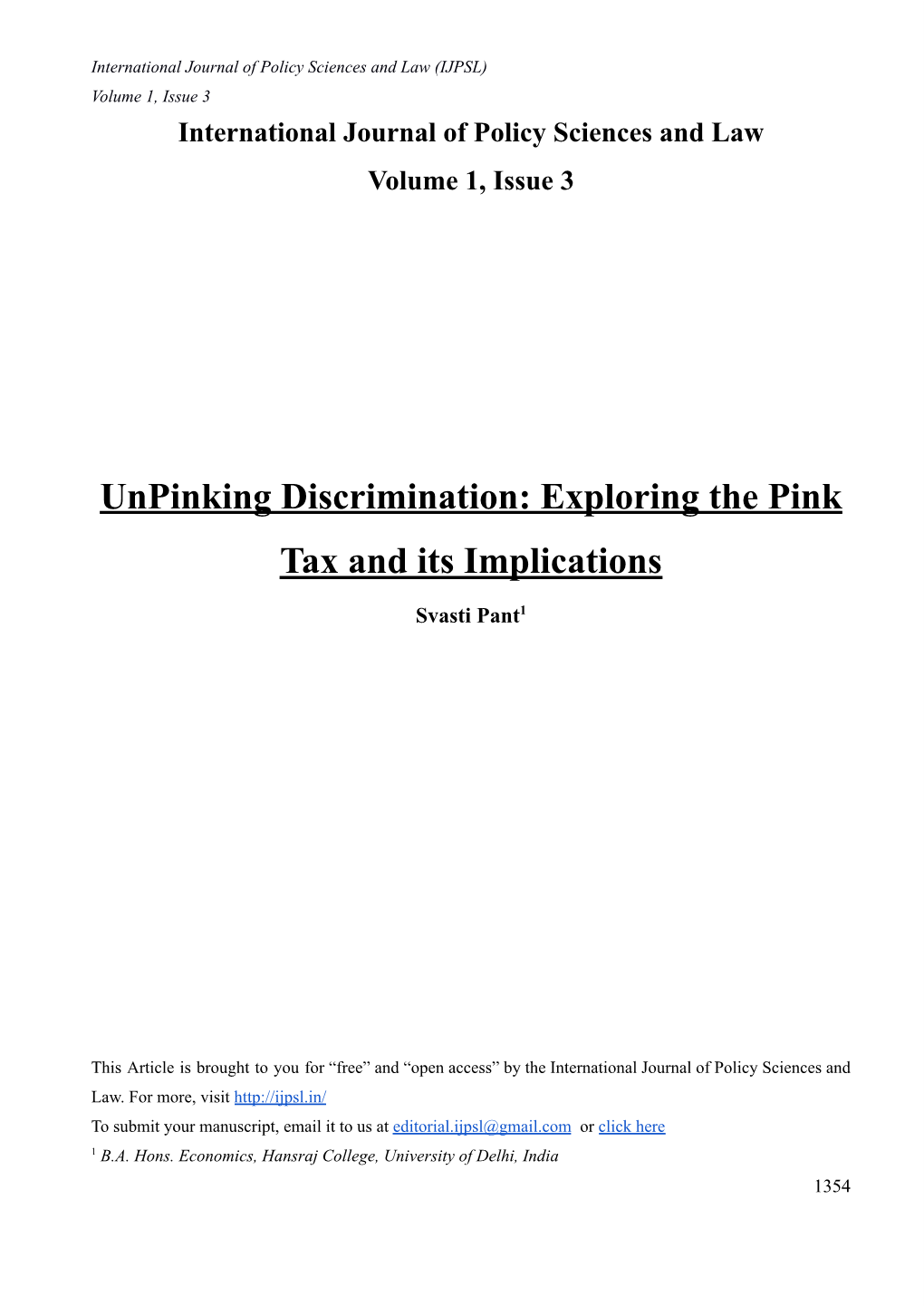 Unpinking Discrimination: Exploring the Pink Tax and Its Implications