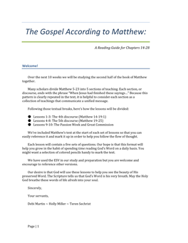 The Gospel According to Matthew