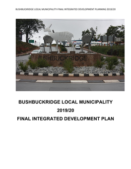 Bushbuckridge Local Municipality 2019/20 Final Integrated Development Plan