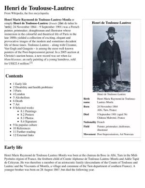 Henri De Toulouse-Lautrec from Wikipedia, the Free Encyclopedia
